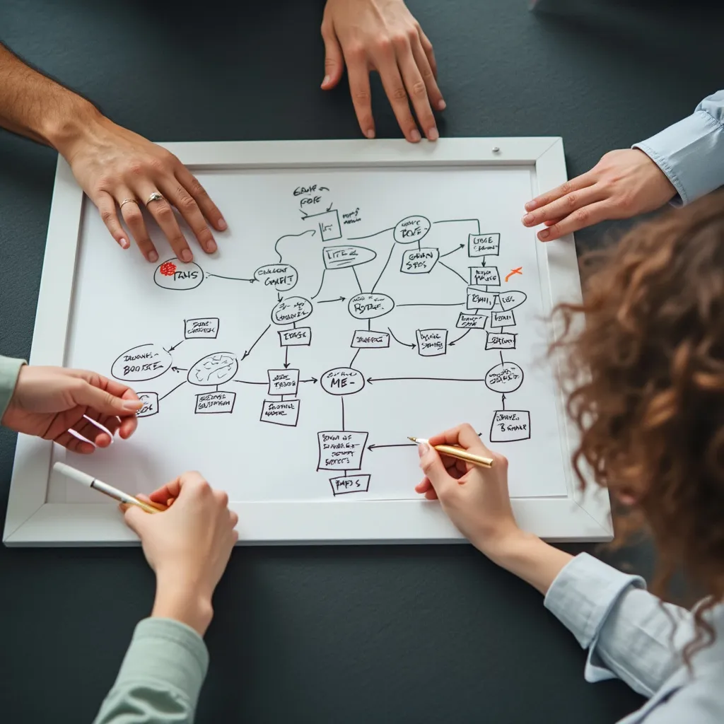 Brainstorming num quadro branco