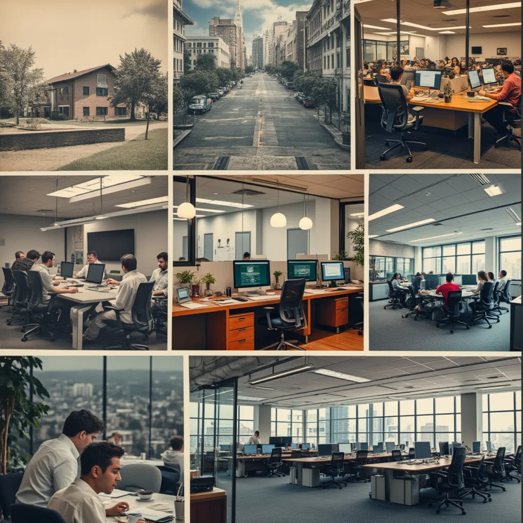 Colagem de marcos históricos da empresa